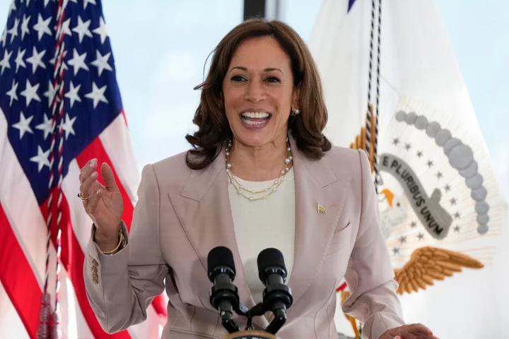 Kamala Harris says goddaughter’s friends are choosing college towns on abortion legalisation